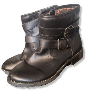 Steve Madden DISCONTINUED Girls Sz 5 Jgang Boots Rhinestones Booties Combat